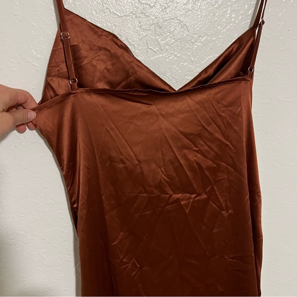 Rust Colored Asymmetrical Sheath Dress - Picture 7 of 9